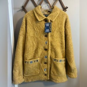Teddy bear jacket withh embroidery and deep pockets NEW Point Zero ladies L